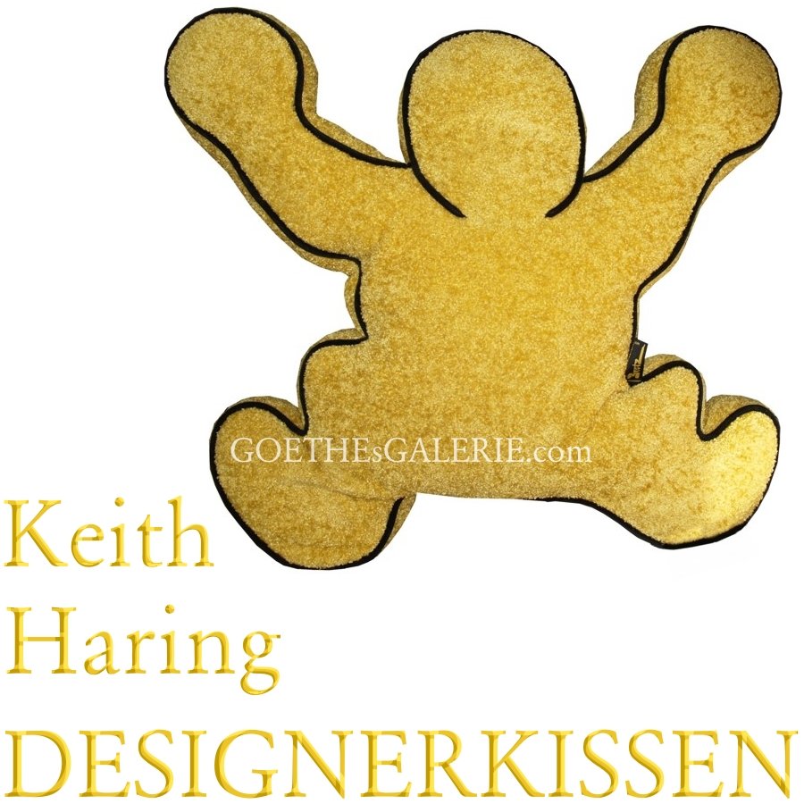 Bretz Kissen Polster KEITH HARING gelb HURRA Bretz Kissen Keith Haring gelb