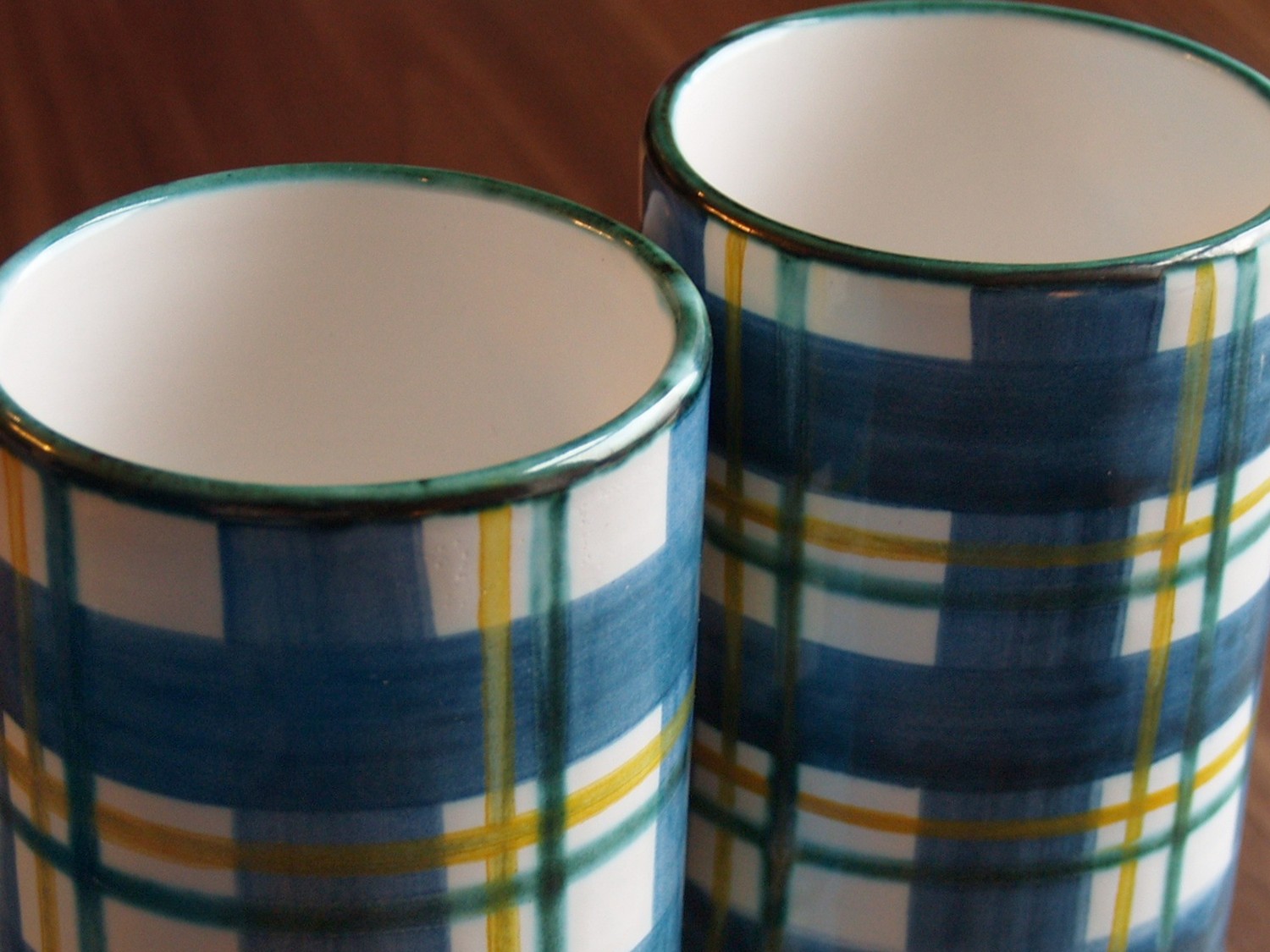 gmundner keramik becher blau grün karo krug neu sale