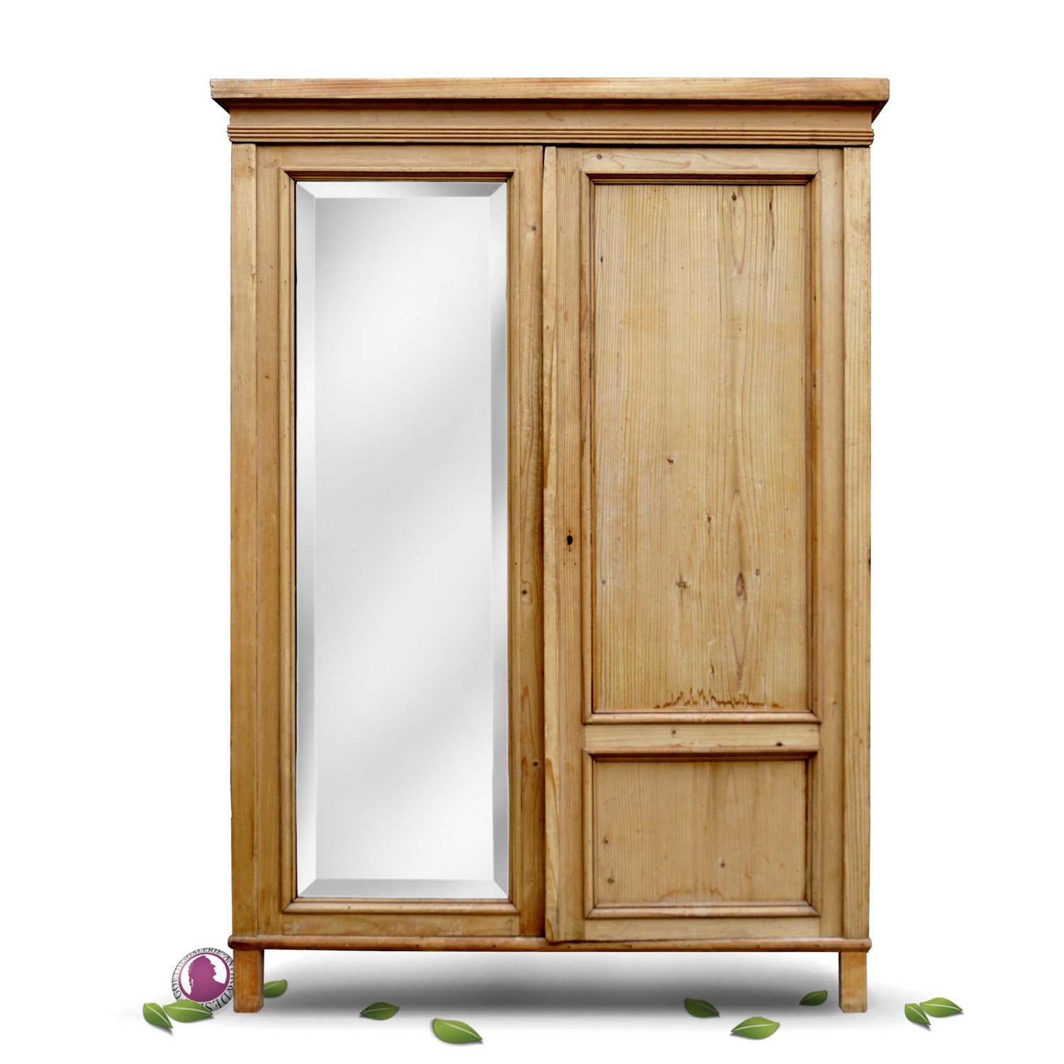 Bauernschrank antik Weichholz Dielenschrank Spiegel Schrank Kasten Bauernmöbel Garderobe kleiderschrank Naturholz Rustikal