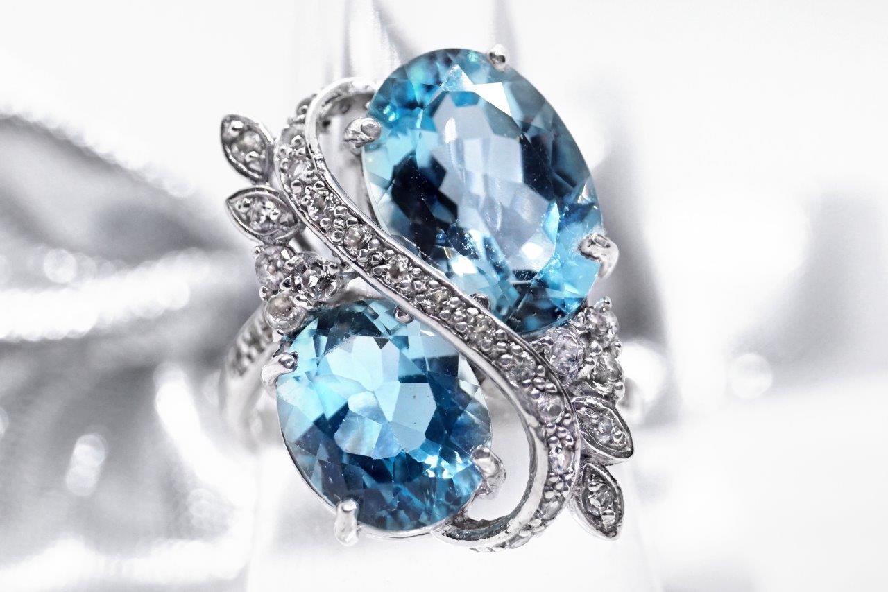 Edelstein Ring 925 Silber Weiß- u Blautopas Edelsteine handgefertigt Edelstein Ring 925 Silber Weiß- u Blautopas Edelsteine handgefertigt
