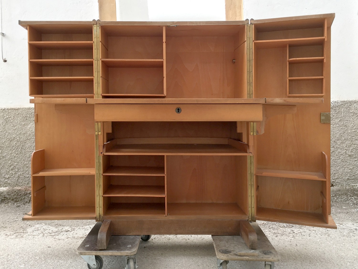 Hausbüro Schrankbüro antik Vollholz Vintage Schrank Büroschrank Möbel 60er-Jahre Midcentury Schreibmeier Schreibmayer Schreibmayr Wien