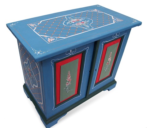 antike Kommode grün blau Landhaus Schrank bemaltes Bauernmöbel antike Kommode bemalt