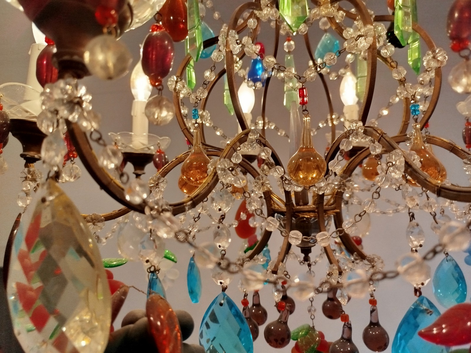 Venzianischer Kronleuchter 8-flammig Muranoglas Behang antik Venzianischer Kronleuchter 8-flammig Muranoglas Behang antik