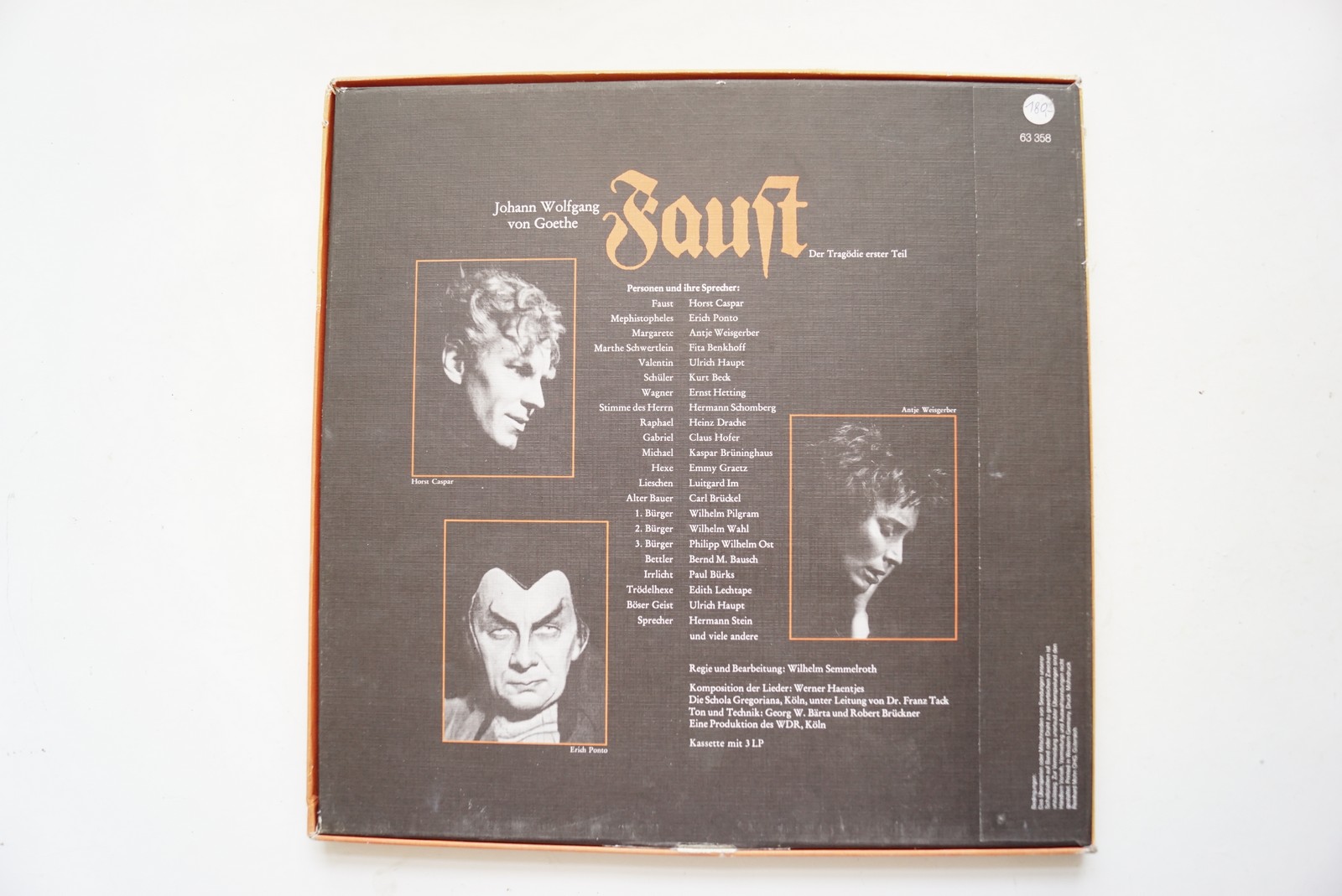 Vinyl Schallplatte Musik J.W.v. Goethe, 1974, Der Tragödie Erster Teil