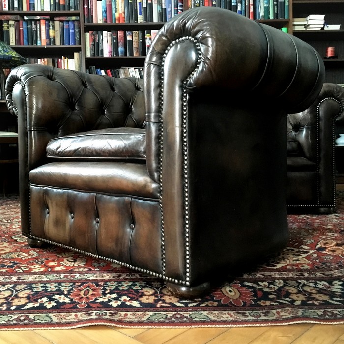 Herrenzimmer Stuhl Armlehnstuhl Leder