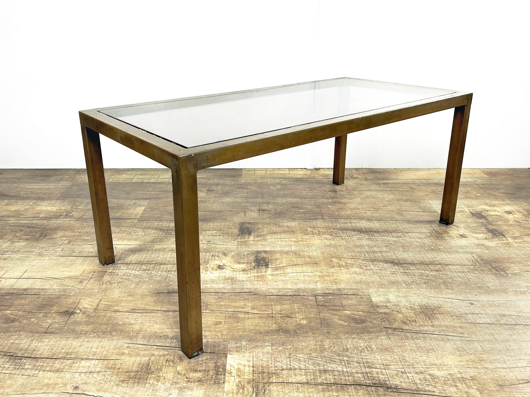 Vintage Couchtisch minimalistisches Design Kupfer Glas Design Couchtisch