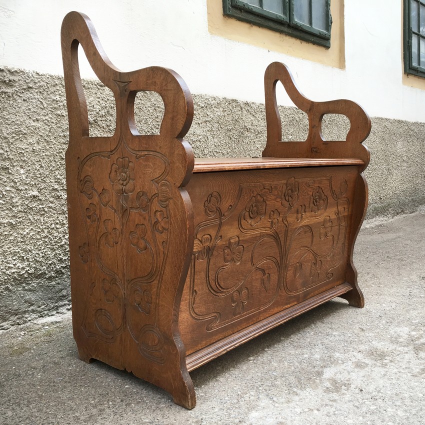 Jugendstil Stühle Truhenbank Sitzbank antik Truhe