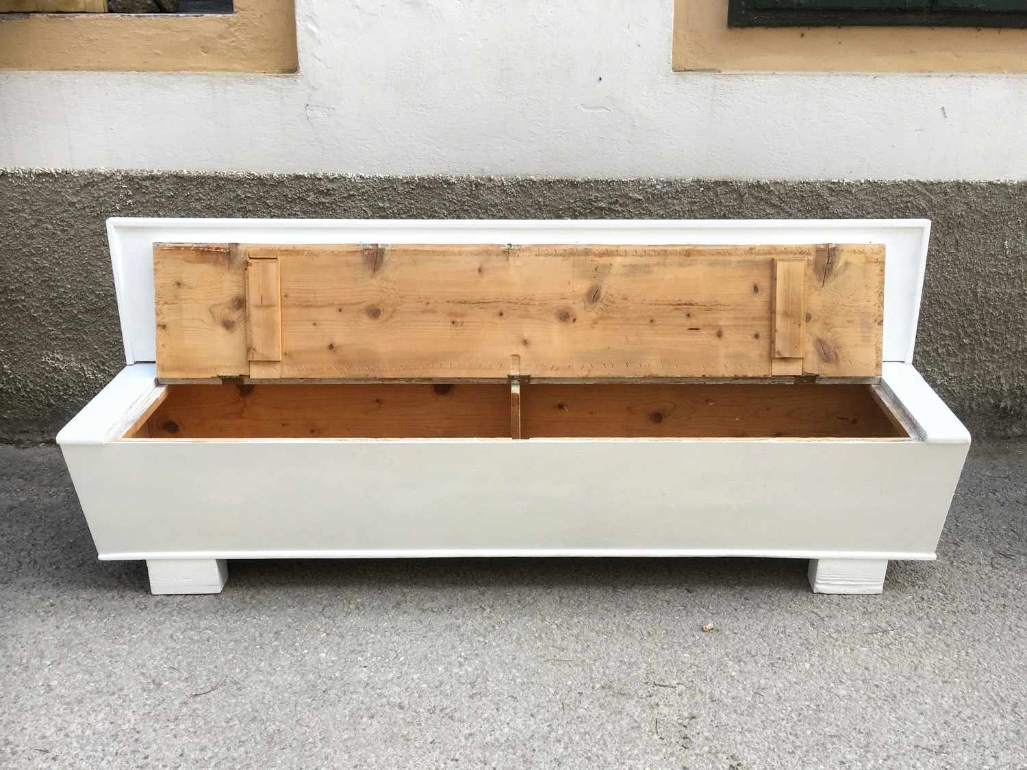 Küchenbank Vintage Sitztruhe Truhenbank Shabby Chic weiß Retro Sixties