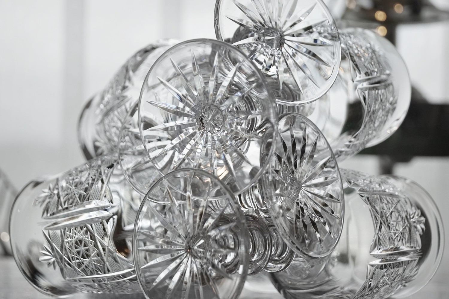 Bleikristallgläser Wein Burgunder J. Riedel geschliffen Stern Raute Vintage