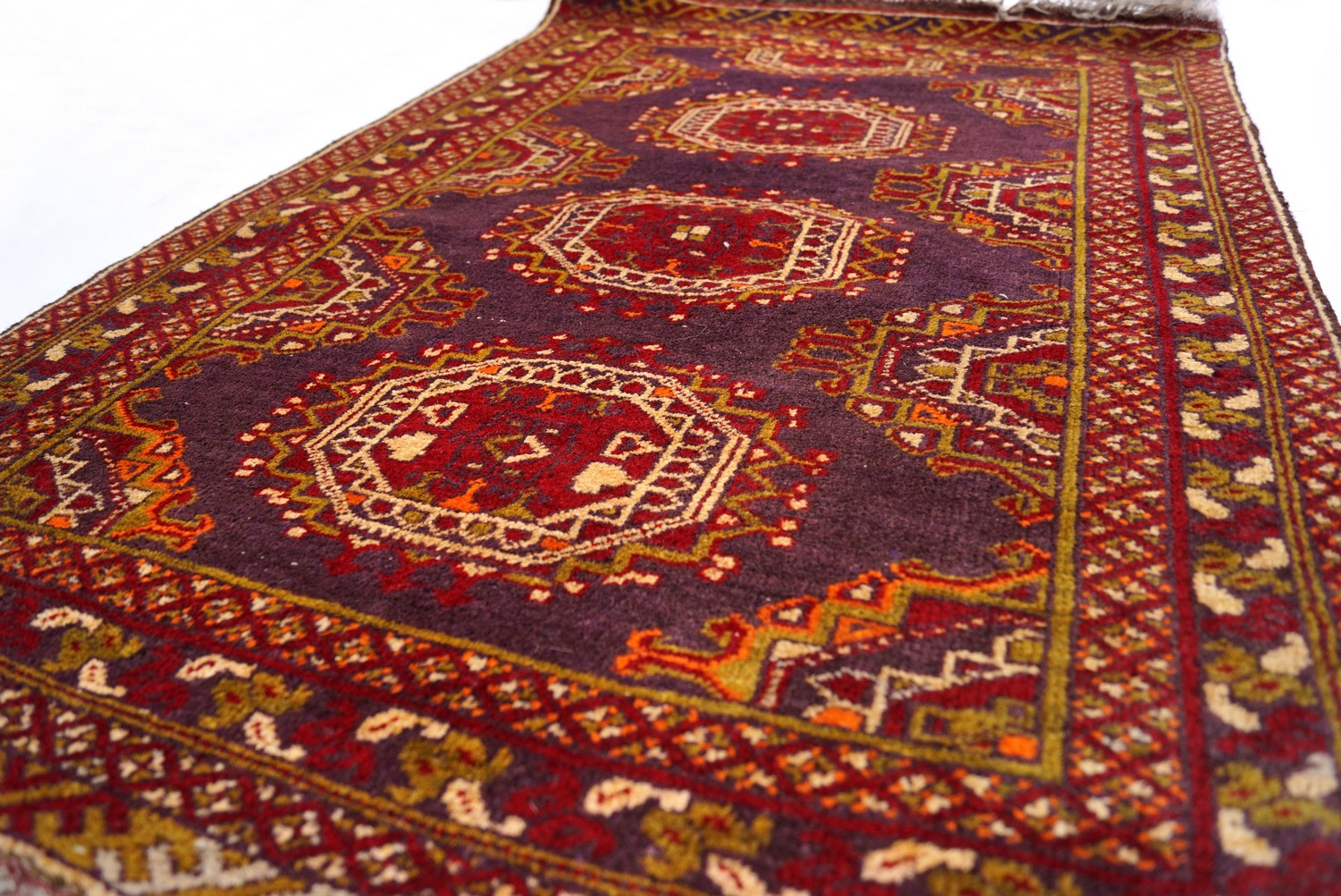 Handgeknüpfter Orientteppich ORIGINAL antik Perser Teppich Vintage rot lila