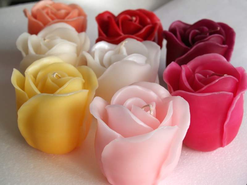 Kerze Tafelkerze Wachs Verlobung Hochzeit Festtafel große Rose große Rosen Kerzen