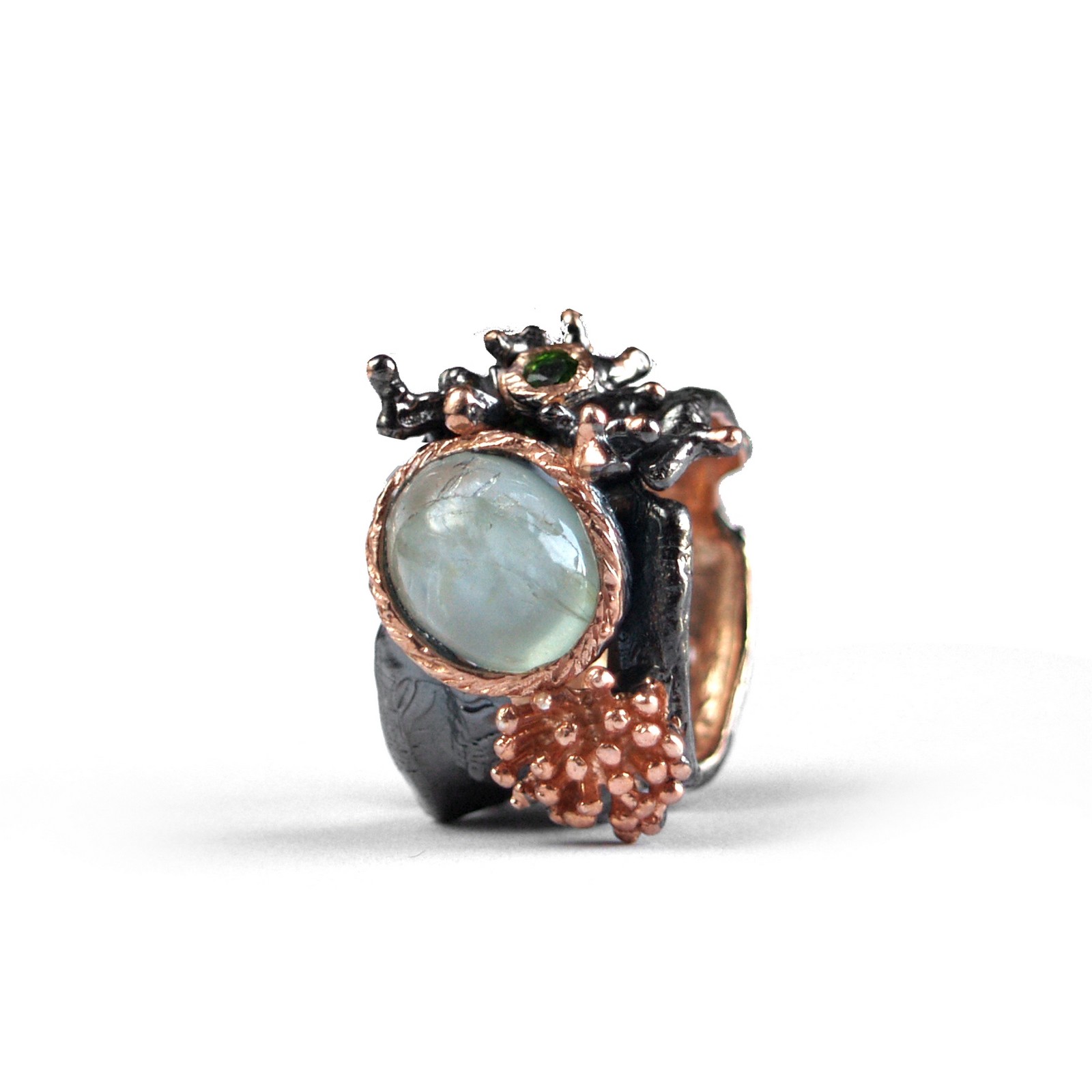 Ring 925 Silber Edelsteine Aquamarin Art Design Ring Aquamarin