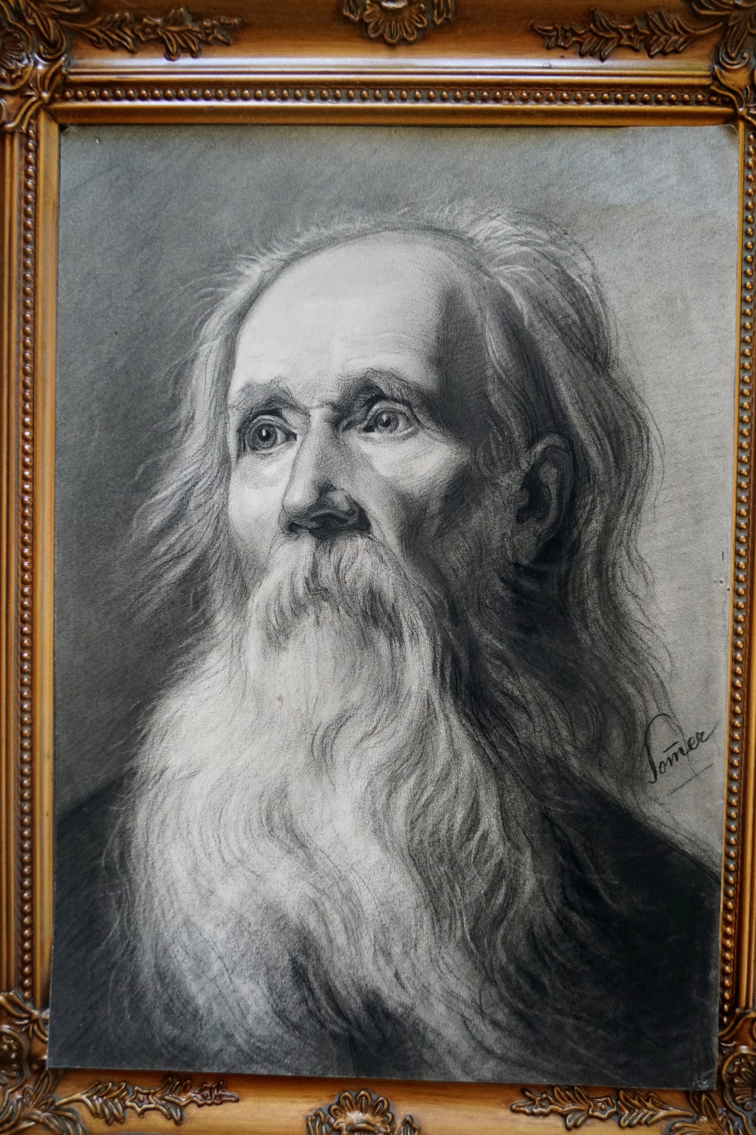 Gemälde Portrait Licht-Schatten-Zeichnung BÄRTIGER MANN