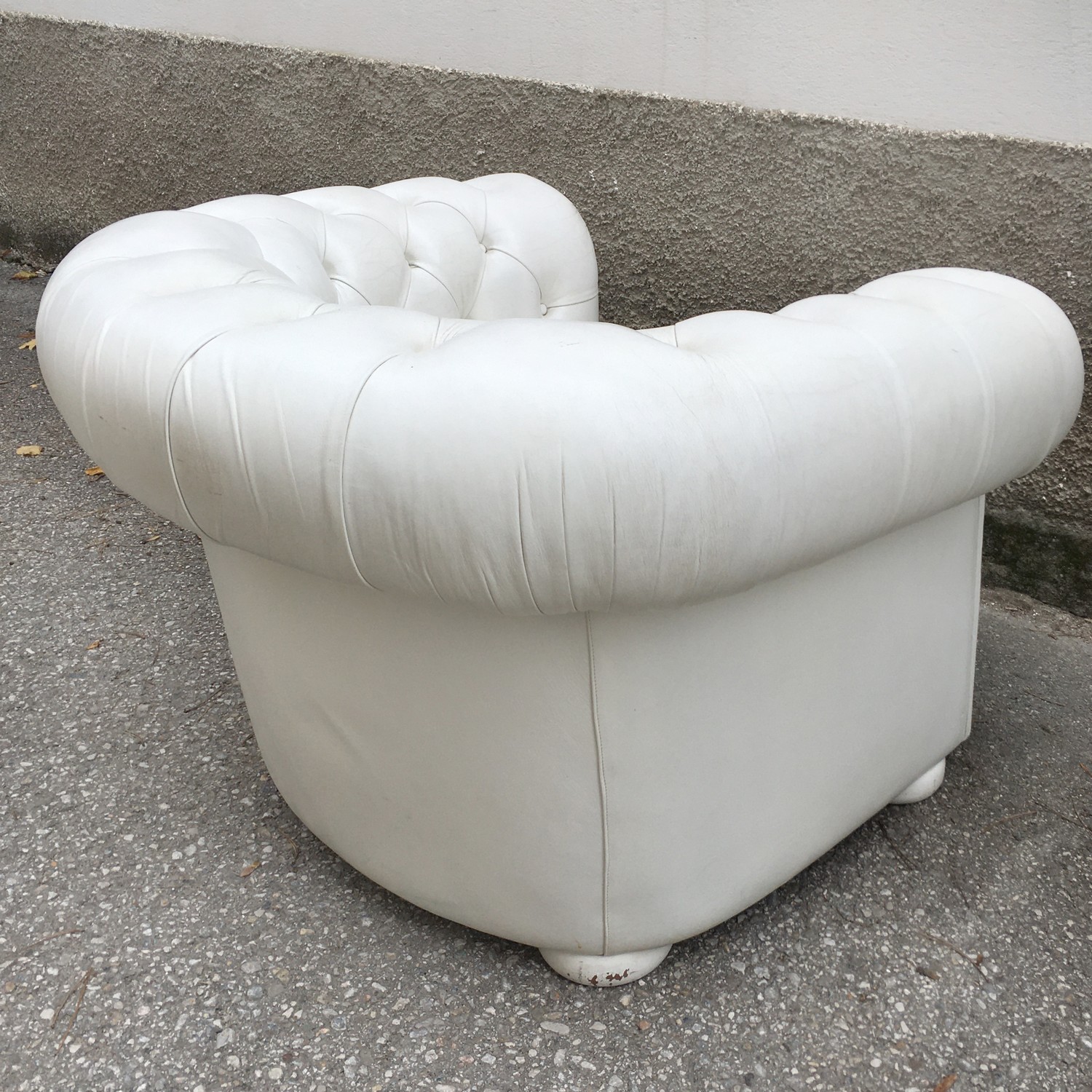 Sessel Stuhl Chesterfield Leder creme weiß Clubsessel Sofasessel