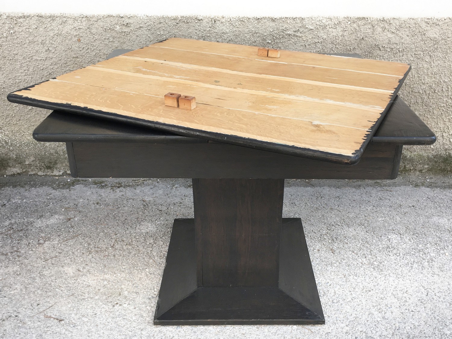 Tisch Jugendstil Esstisch ausziehbar Stempeltisch Speisetisch schwarz antik