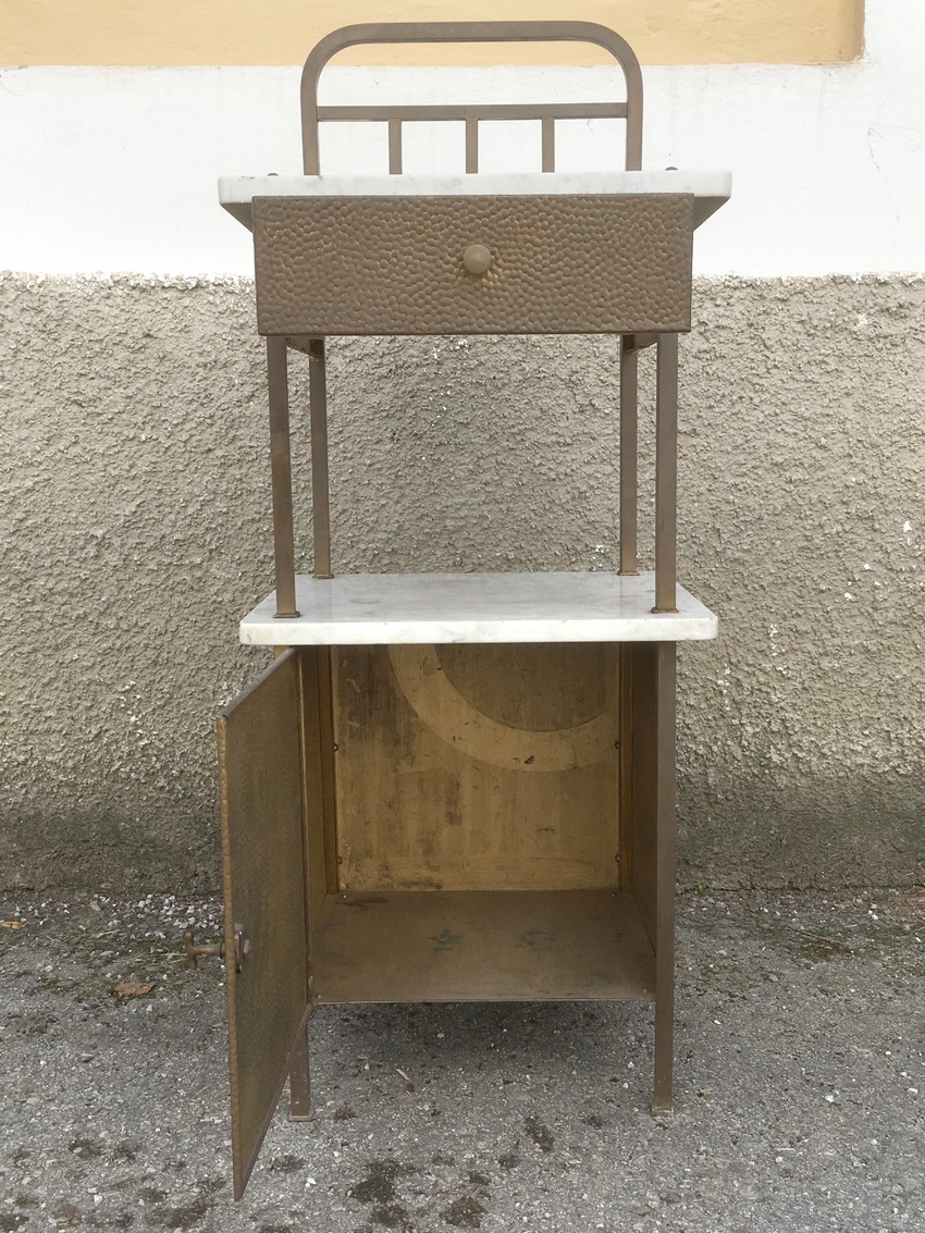 Nachttisch antik Messing Marmor Jugendstil