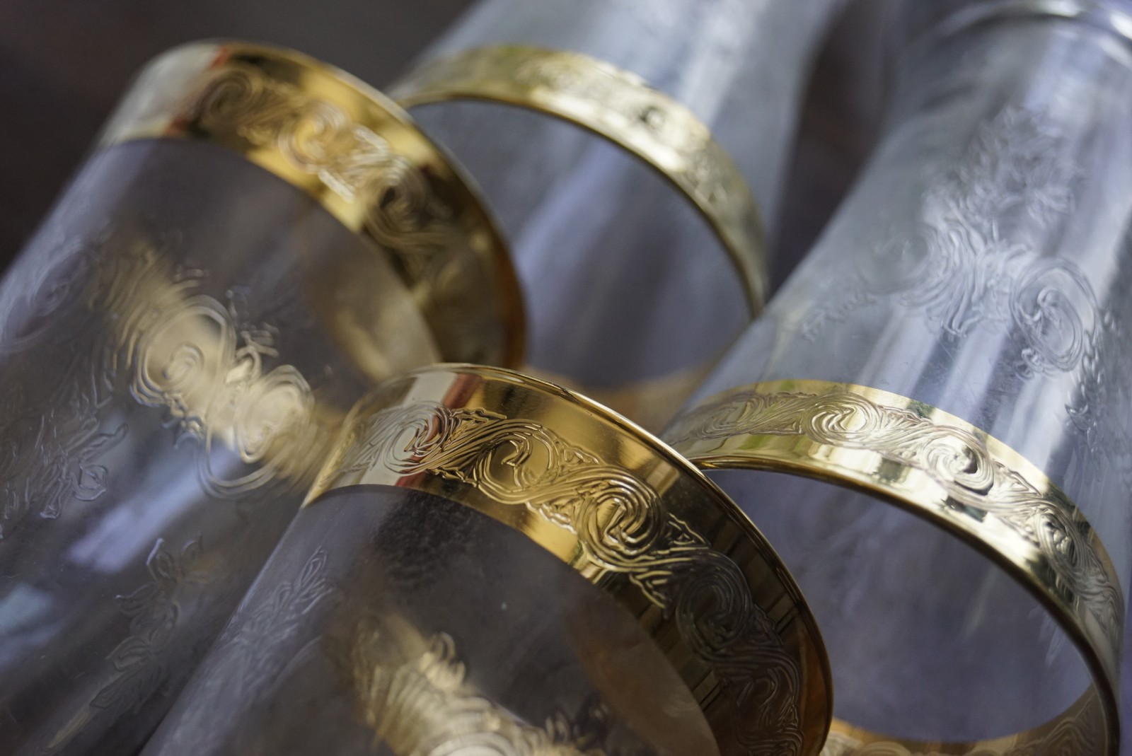 Bleikristallgläser Murano Medici Goldrand Sektgläser Vintage vergoldet Champagnerflöten neuwertig