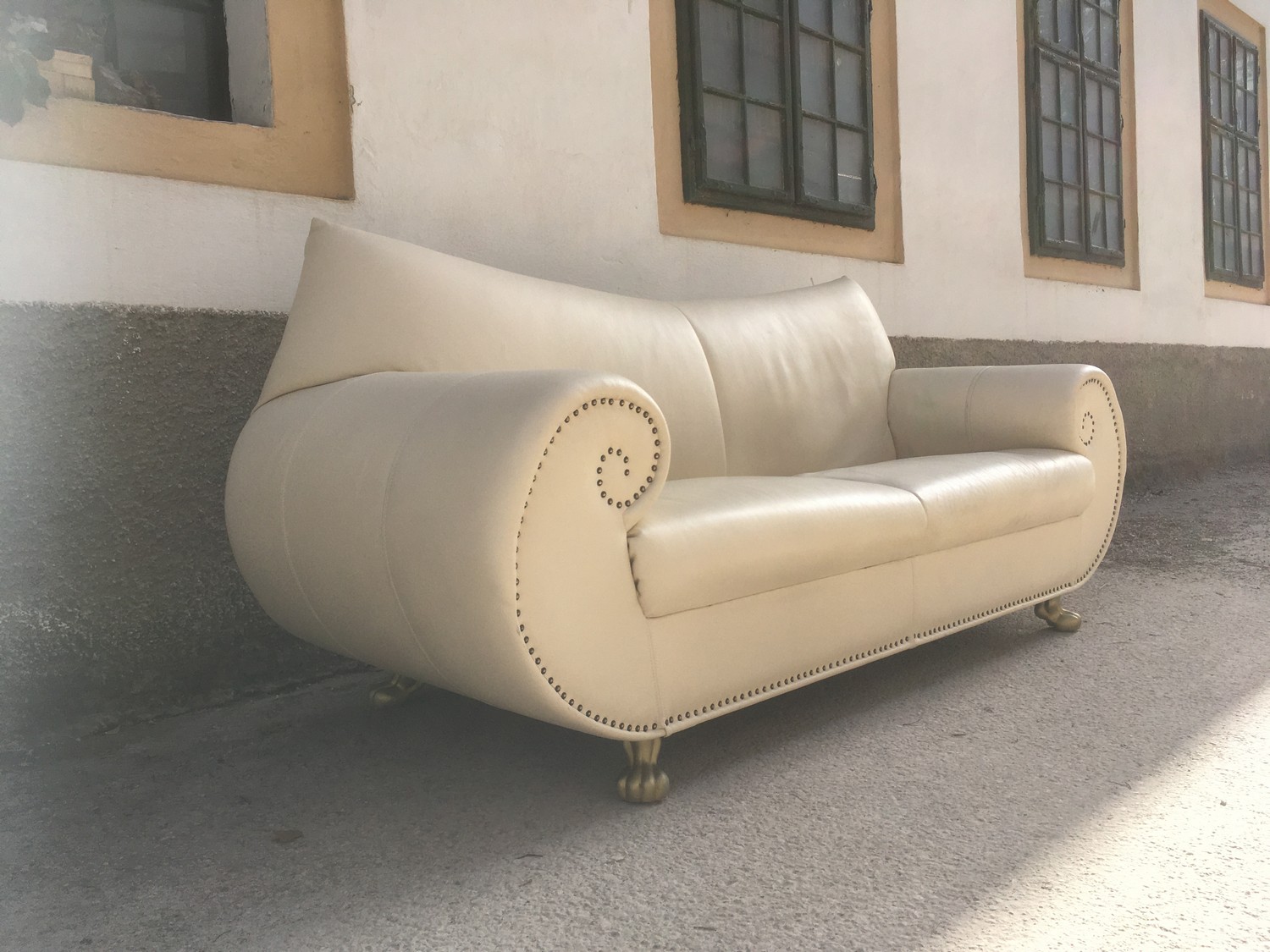 Bretz Sofa creme beige Leder gebraucht Gaudi Ledersofa Barock Löwentatzen gold