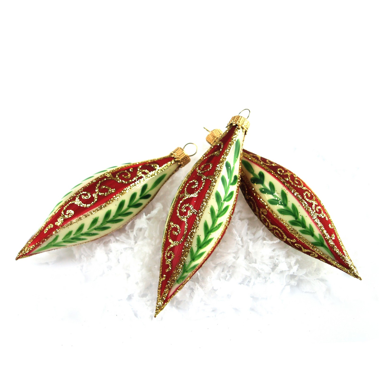 Christbaumschmuck rot gold grün Olive Handarbeit Glas Chiffon Christbaumschmuck Glas Handarbeit