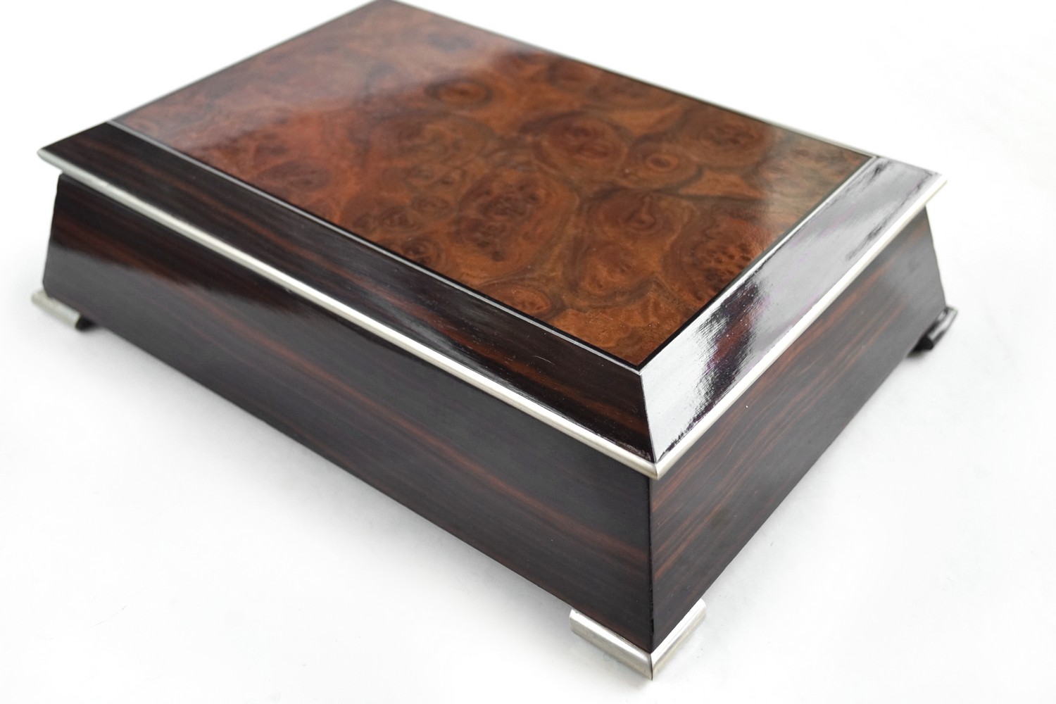 Schatulle Palisander antik Box Schmuckschatulle Geheimschloss Geheimfach