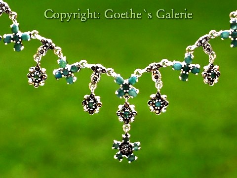 Collier Halskette 925 Silber Handarbeit Smaragd