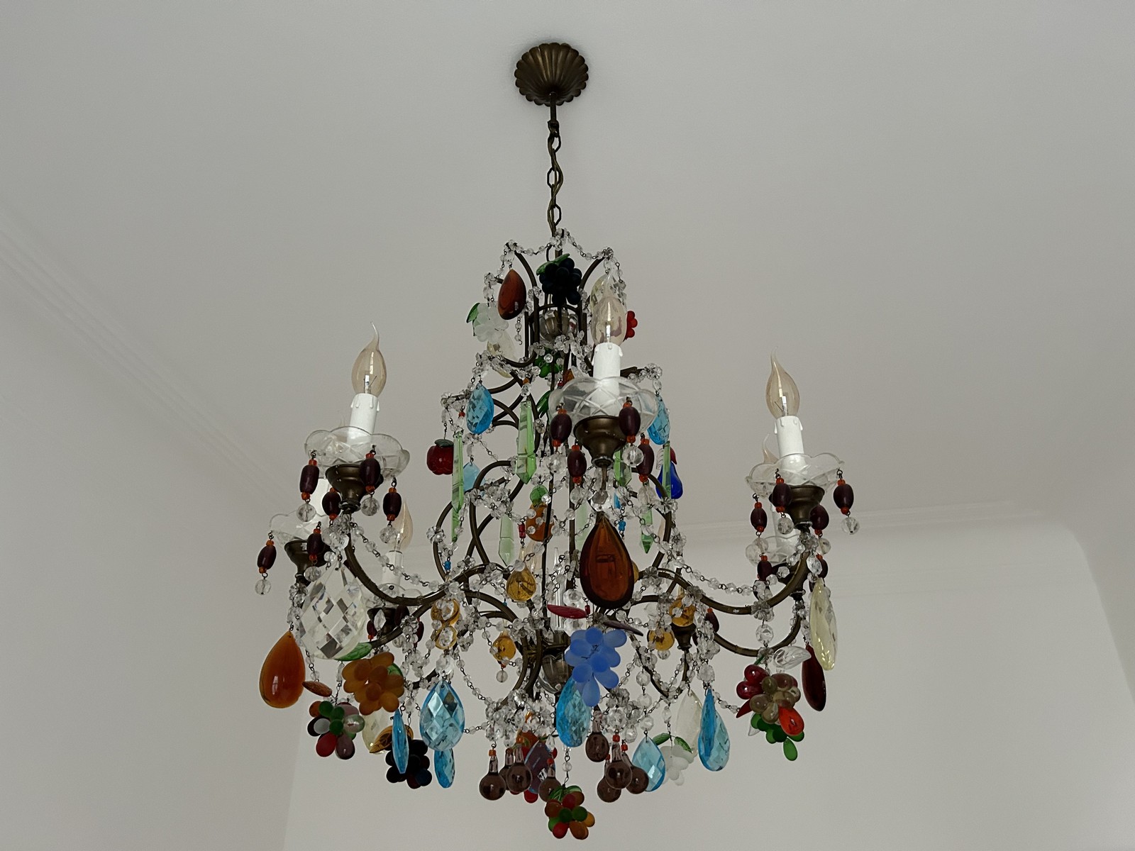 Venzianischer Kronleuchter 8-flammig Muranoglas Behang antik Venzianischer Kronleuchter 8-flammig Muranoglas Behang antik