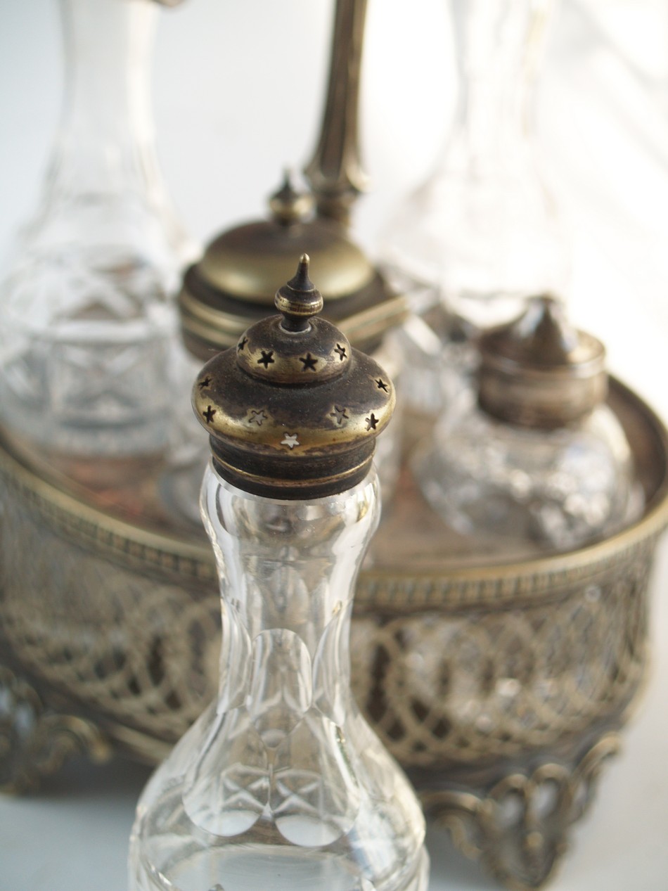 Salzstreuer antik silber Kristall Glas