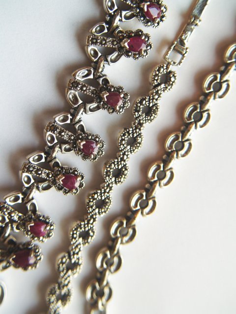 Collier 925 Silber Halskette Edelsteine Trachtenschmuck Rubine handgefertigt SALE