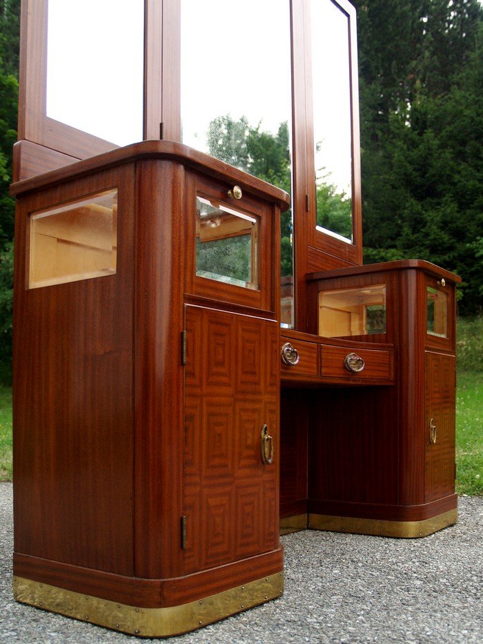 Jugendstil Spiegel Schrank antik