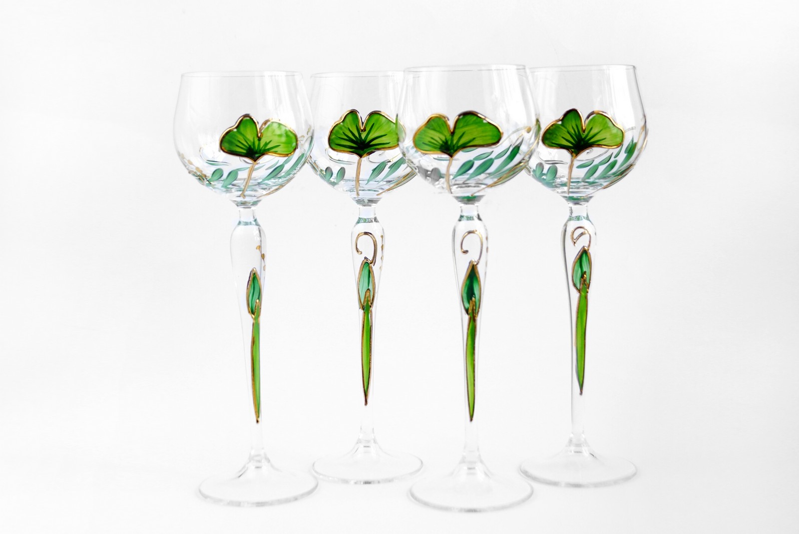 Bleikristall Weingläser Traumwelten Ginko grün gold Spritzwein