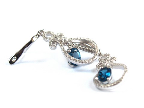 Ohrring Ohrstecker 925 Silber Zirkon Schmuck Blautopas handgefertigter Schmuck