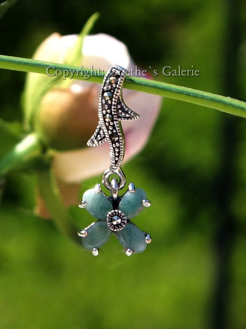 Anhänger 925 Silber Edelstein Schmuck Smaragd handgefertigt