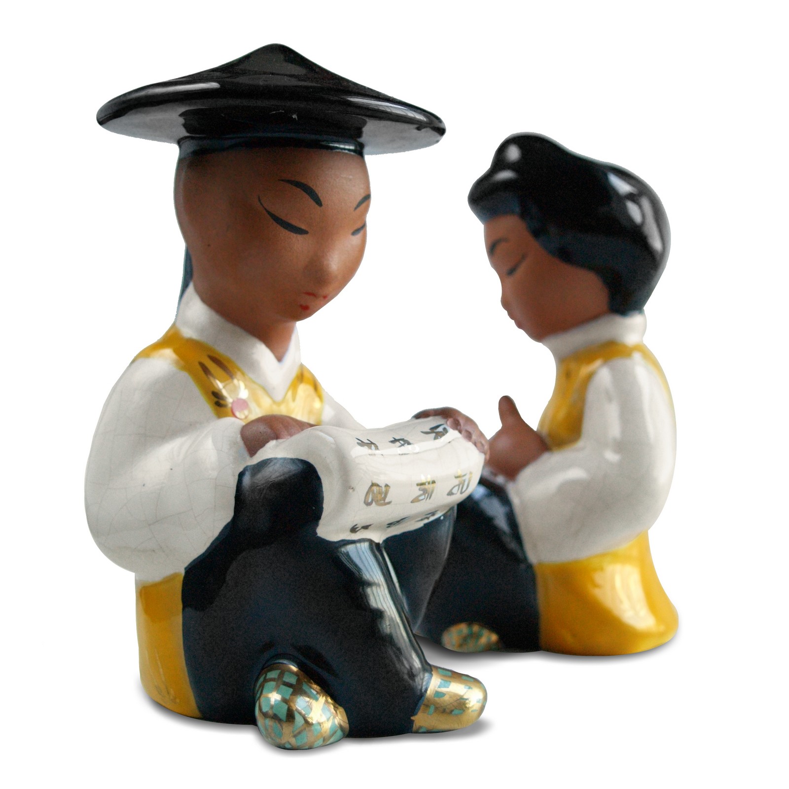 Chinese Figur lesend Austria Charli Bauer Gmundner Keramik alt "Bub" Chinese Figur lesend Austria Charli Bauer Gmundner Keramik alt