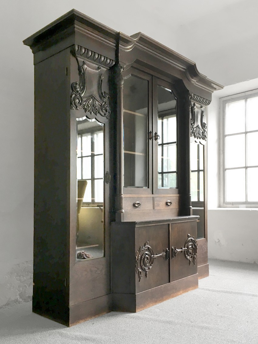 Herrenzimmerschrank Geschirrschrank antik Bücherschrank 1860 Sale Massivholz Onlineshop Antikhändler Sale