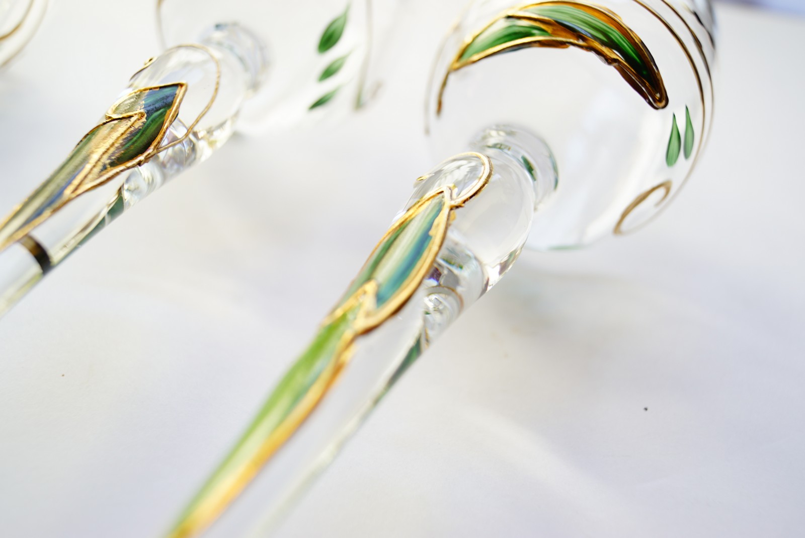 Bleikristall Weingläser Traumwelten Ginko grün gold Likör Schnaps