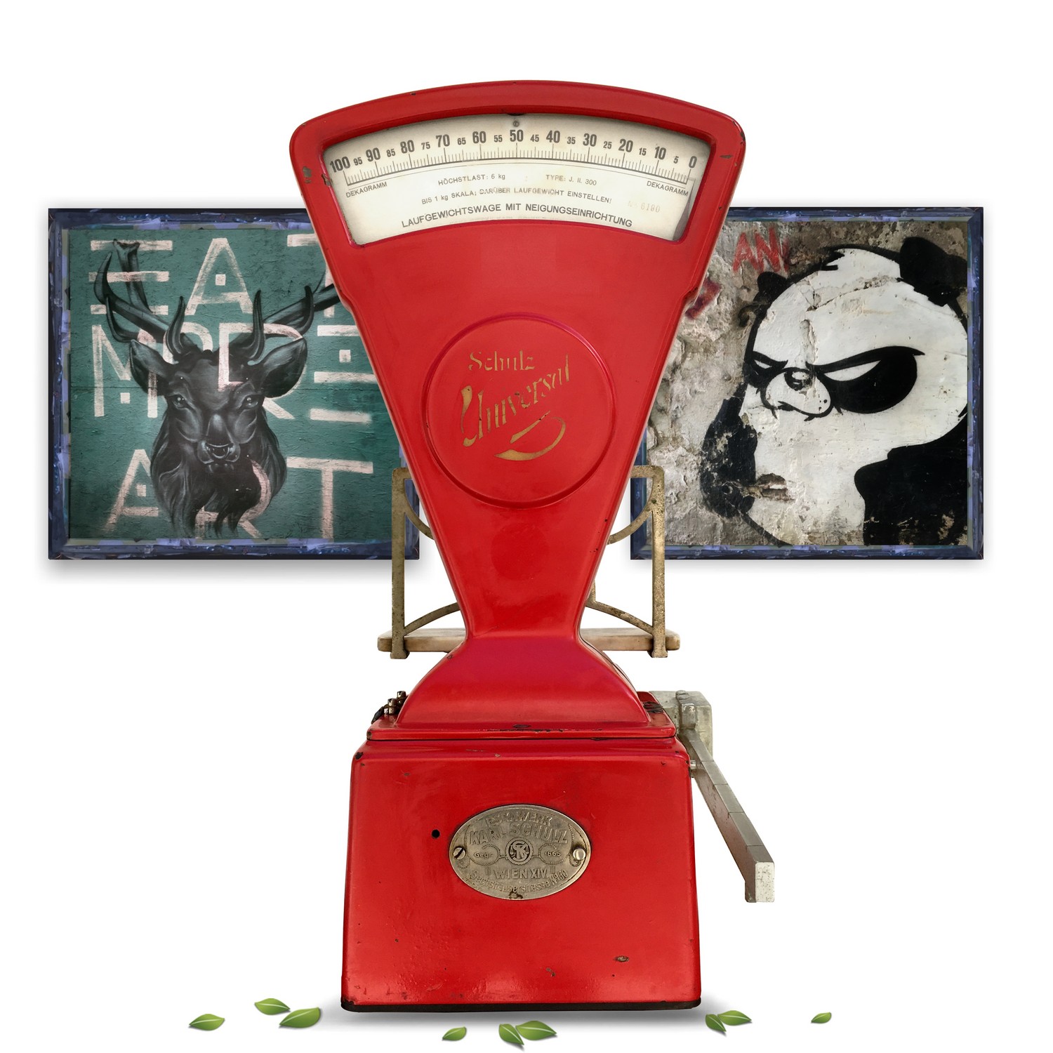 Waage Vintage Küchenwaage antik rot Original Retro Balkenwaage Vintage