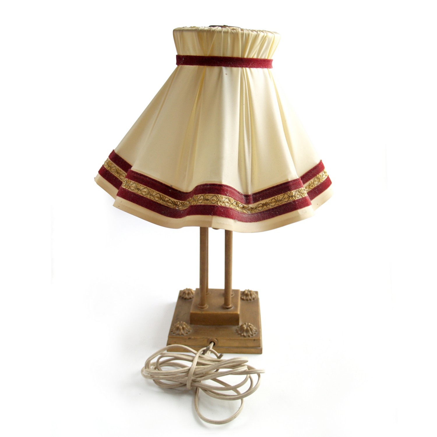 antike Tischlampe Metall Vintage Lampe mit Lampenschirm alt Tischlampe Messing