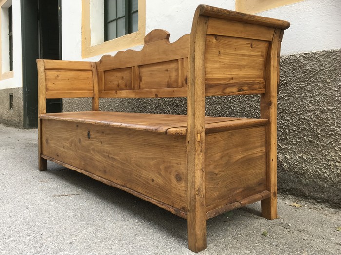 Truhenbank antik Weichholz