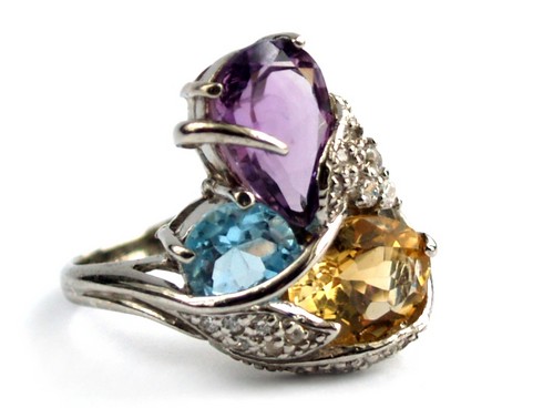 Ring 925 Silber Edelstein Schmuck Cocktailring Multicolor handgefertigt