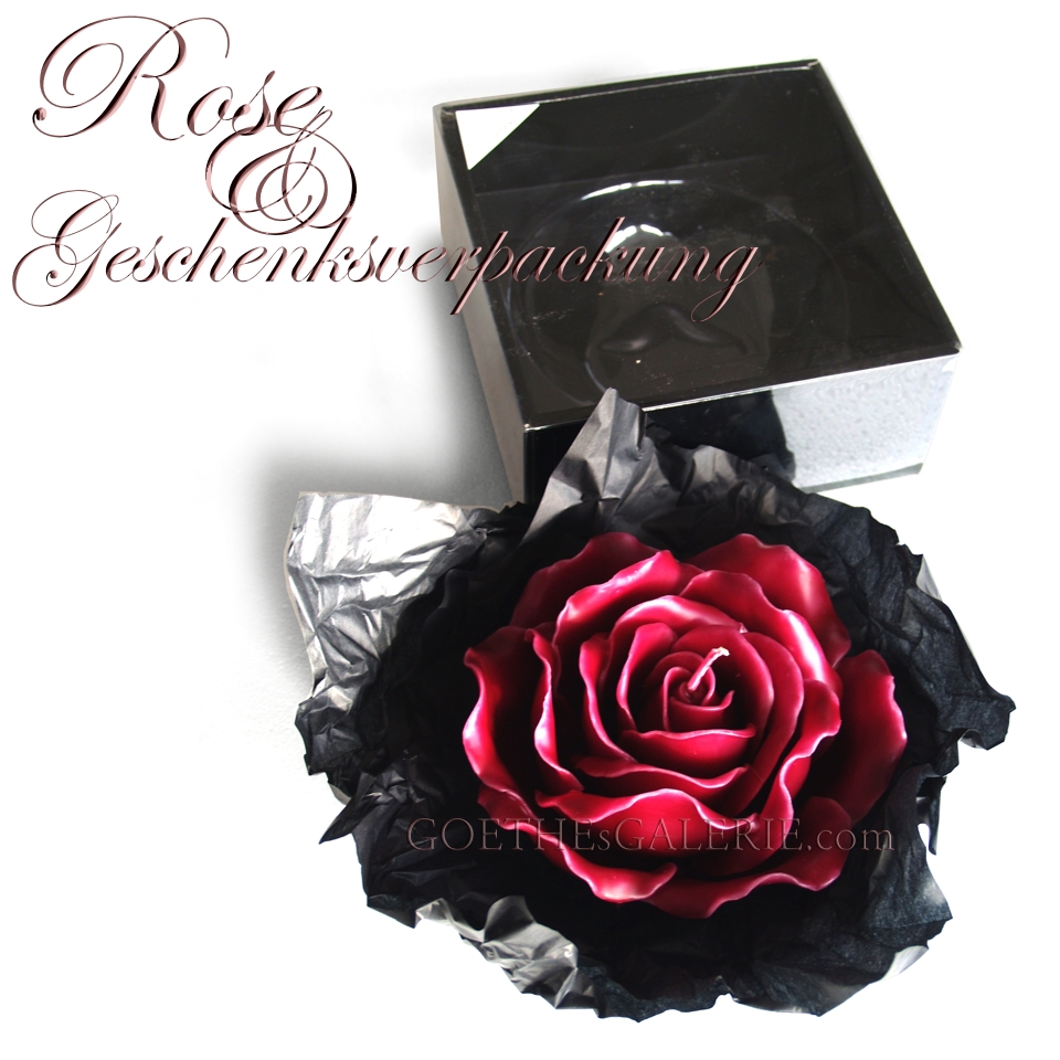 Rosenkerze mit Geschenkverpackung