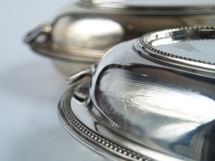 Hotelgeschirr Silber Platten groß Vintage