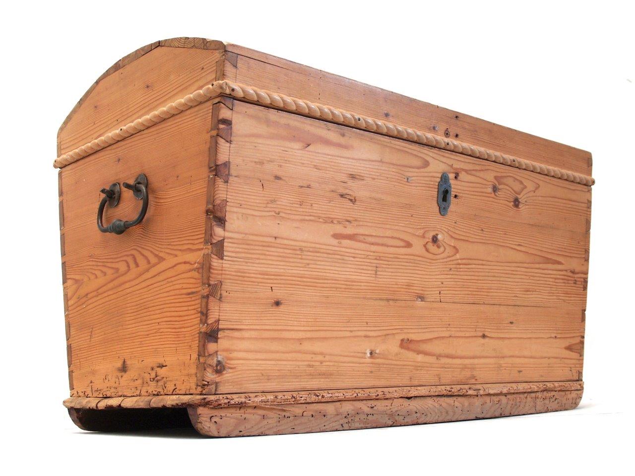 Bauerntruhe antik Naturholz 1840-1880 Massivholz Bauernmöbel