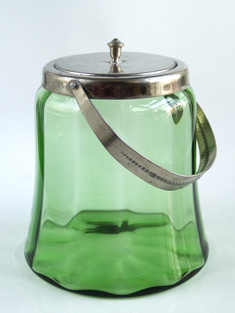 alte Keksdose Glas grün