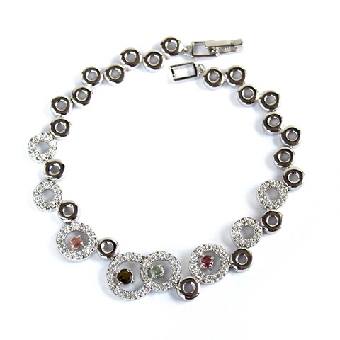 Silber 925 echte Edelsteine Tourmalin Damenarmband handgefertigt SALE!
