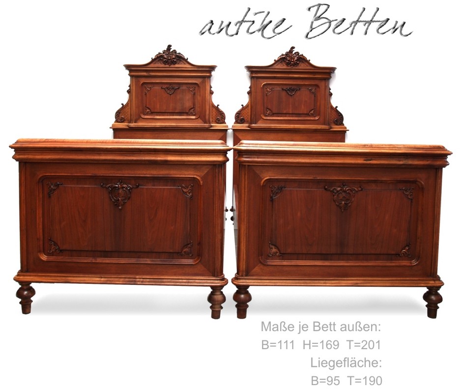 antikes Doppelbett Historismus beschnitzt Bett Pfeifenbarock Historismus Betten antik
