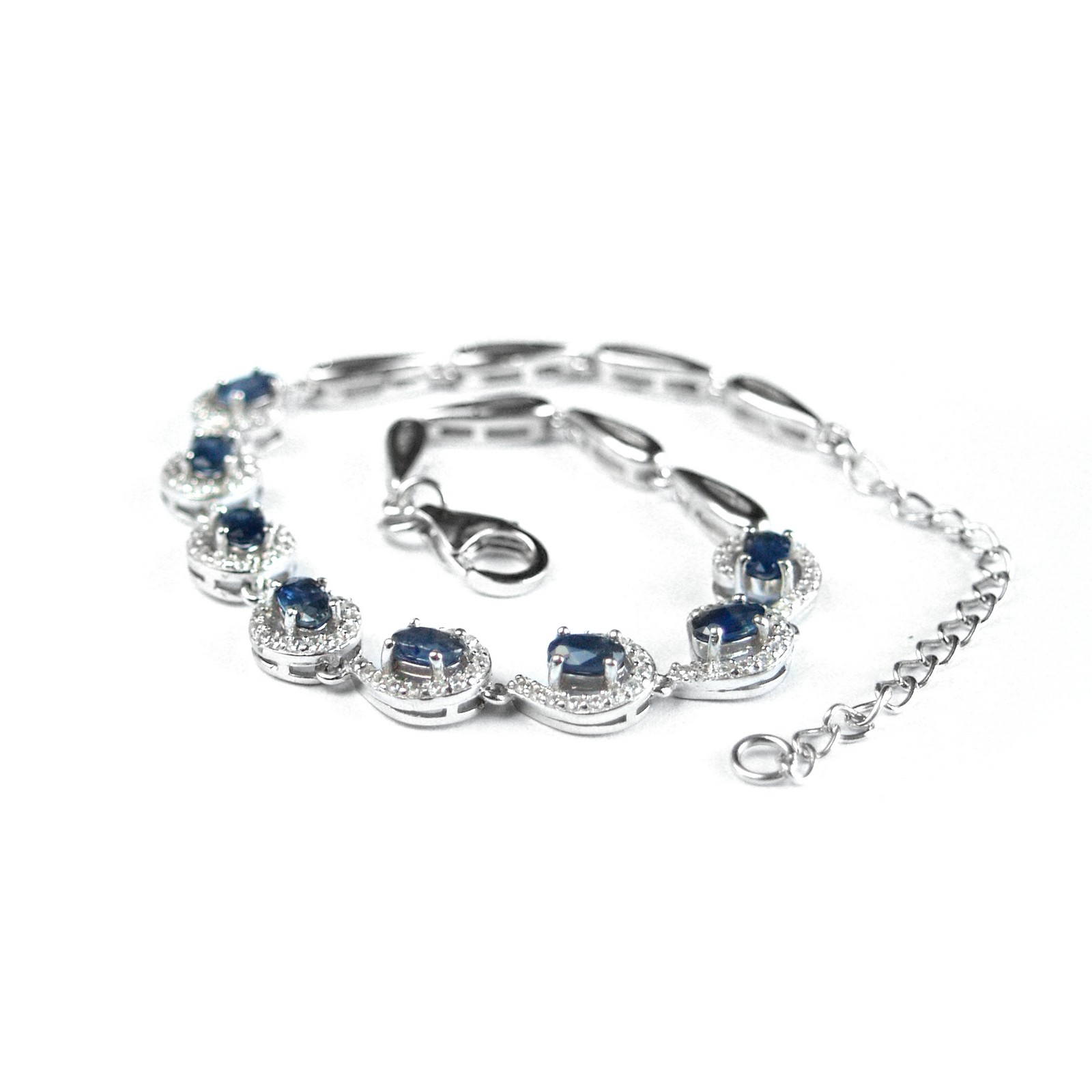 925 Silber Armband blaue Edelsteine Saphir Schmuck