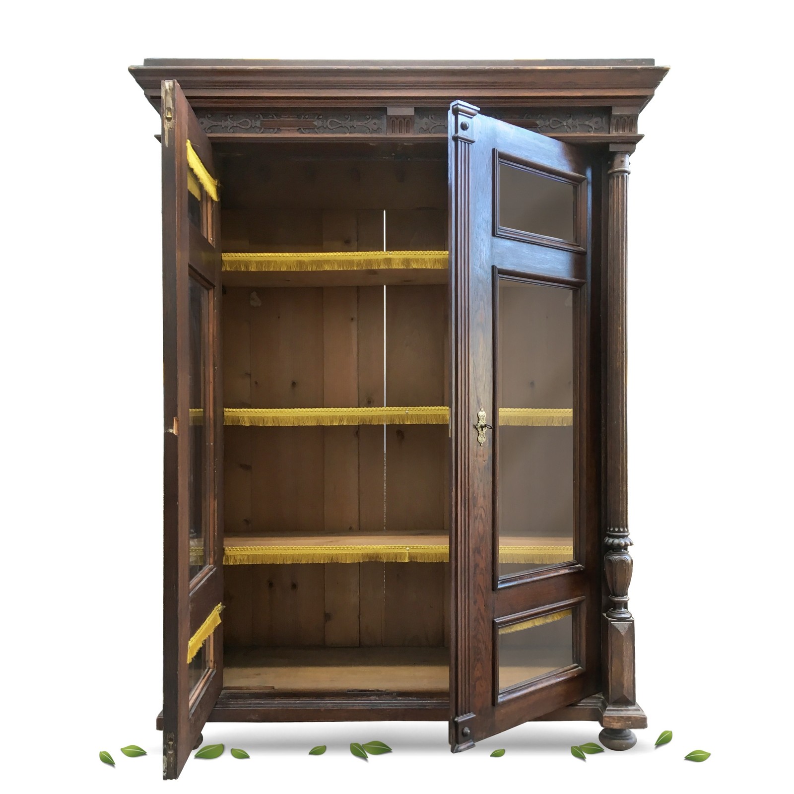 Schrank antik Gründerzeit furniert Vitrine Bücherschrank Geschirrschrank