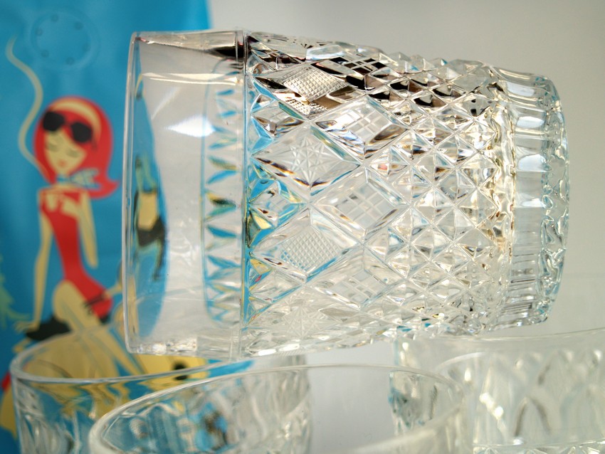 Bleikristall WasserGläser Waffelschliff