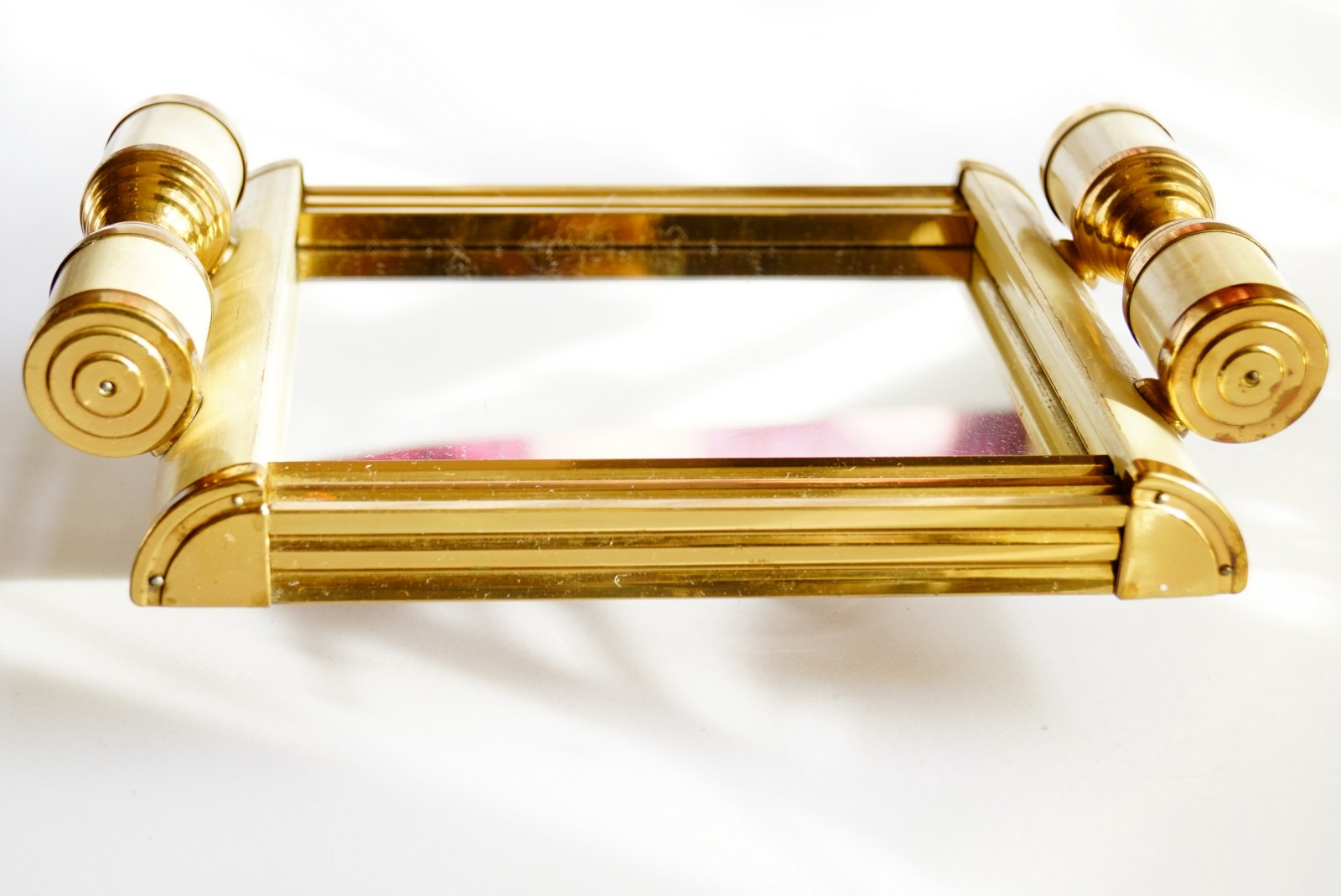 Antik Tablett Art Deco 1920 creme-weiß für Rauchertisch Spiegel Ablage