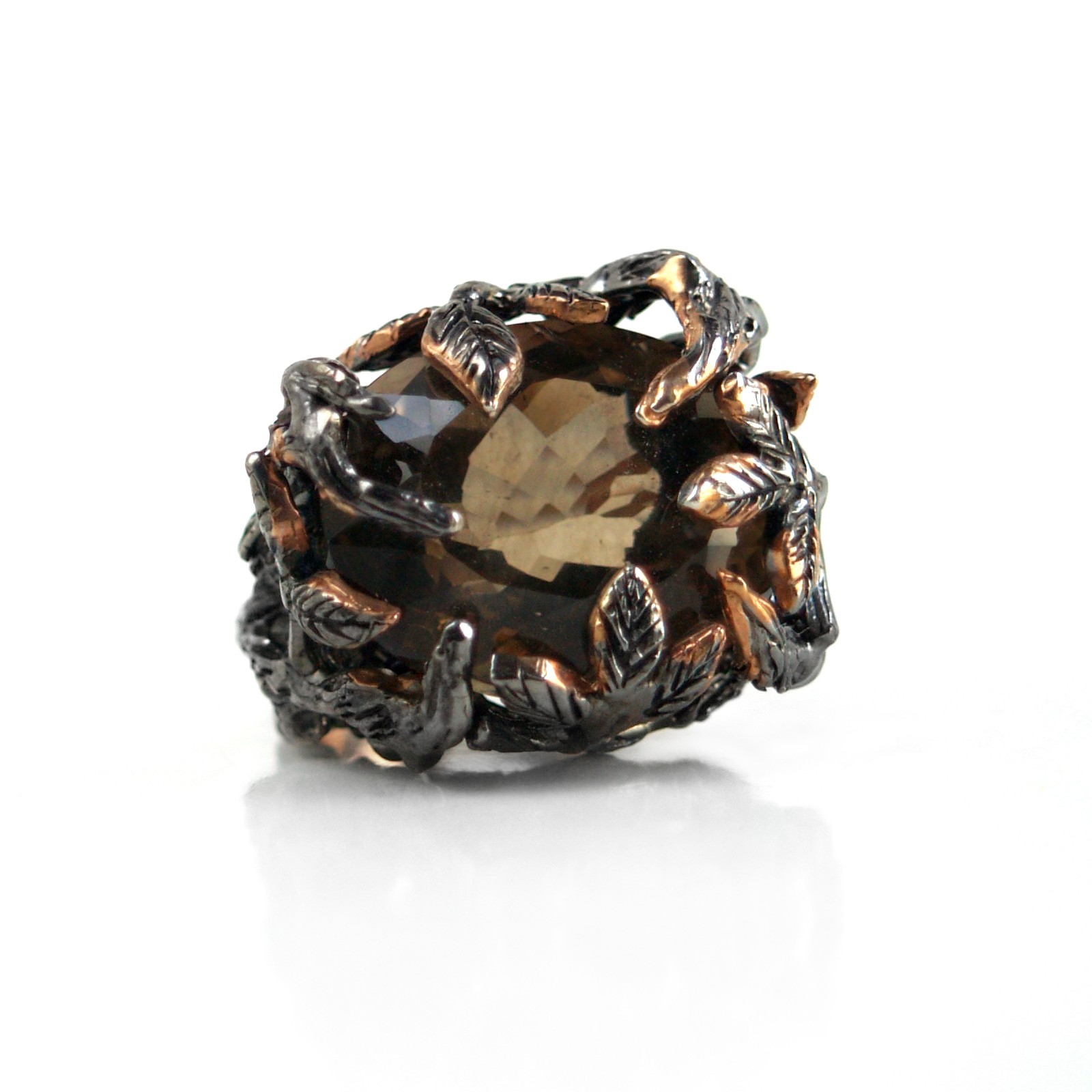 Ring 925 Silber 17.5 Edelsteine Handarbeit Rauchquarz Rauchquarz Ring 925 Silber Handarbeit